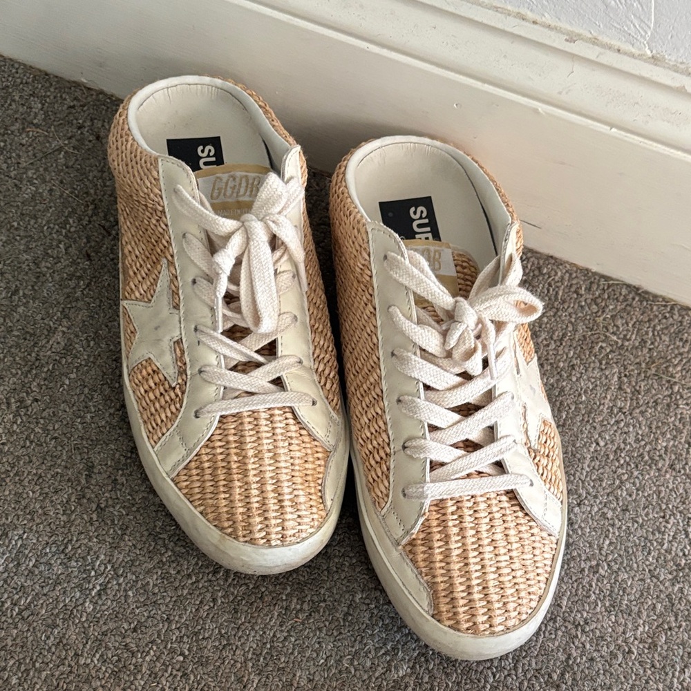 Golden Goose raffia Beige and White Sneakers